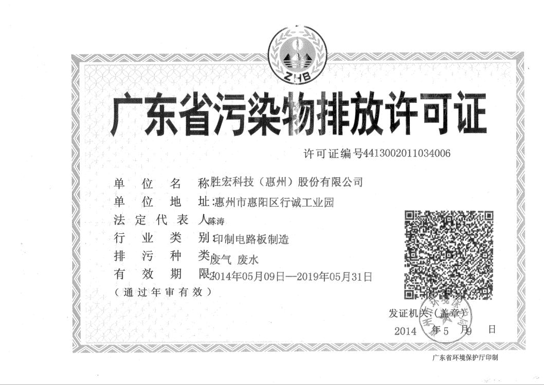 信息公开：必一运动科技2015-2019年排污许可证